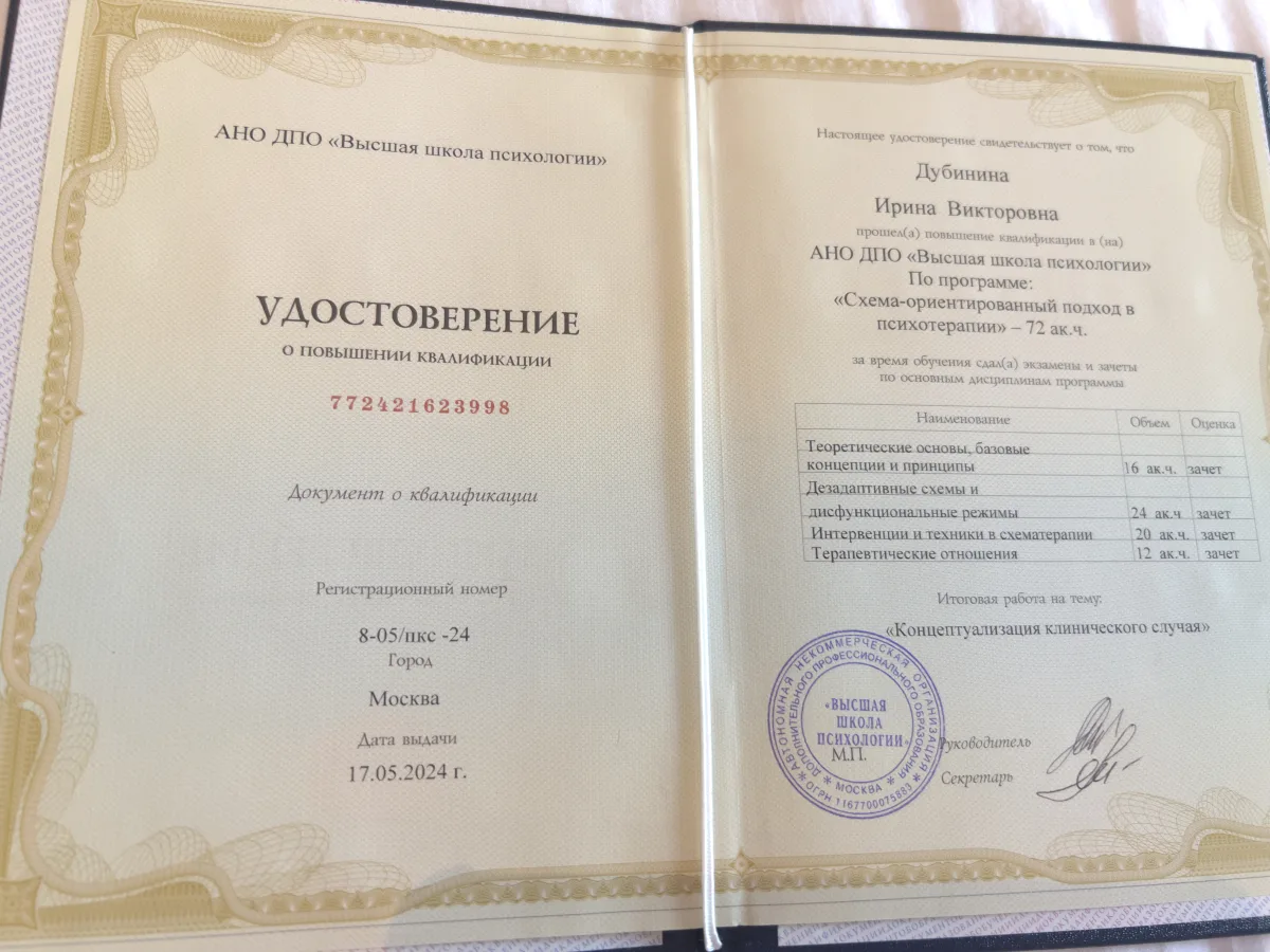 Удостоверение по схема-ориентированному подходу